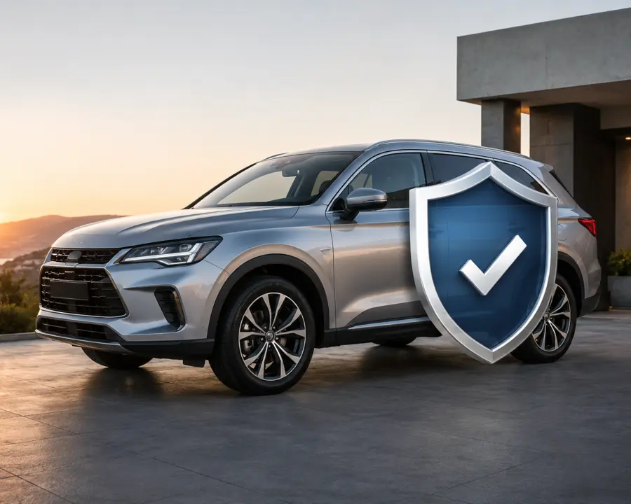 Silver vehicle protected by a shield representing GAP warranty cover